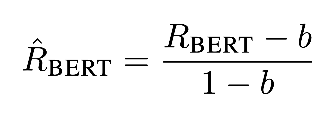 Mathematical formula for BERTScore baseline rescoring